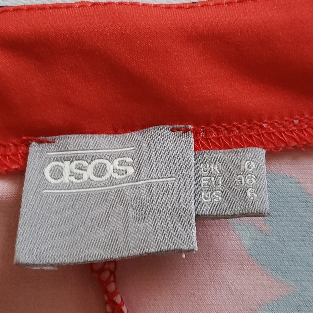 ASOS V Neck Floral Midi Dress Elastic Waist Dress - Picture 7 of 8